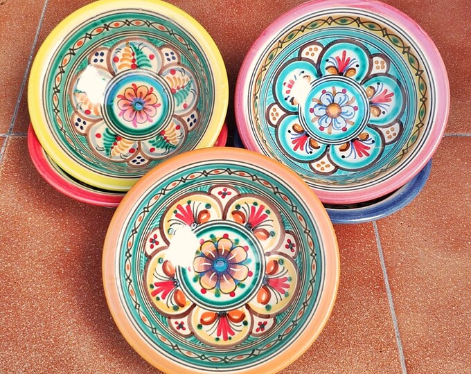 Set of 3 Handpainted Ceramic Bowls 16cm.6.3 Etsy