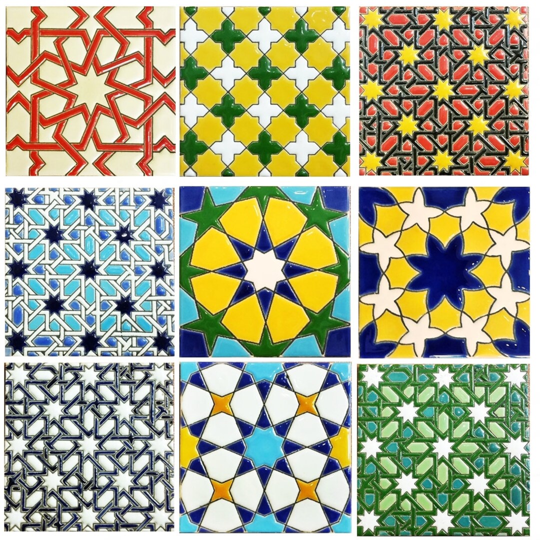 Andalusian Ceramic Tiles 11cm 4.3 , Spanish Tiles for DIY, Decorative
