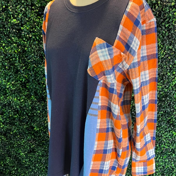 Reworked Flowy Plaid Shirt - Large