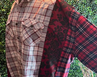 XL flannel top - Upcycled/Reworked shirt - Size XL