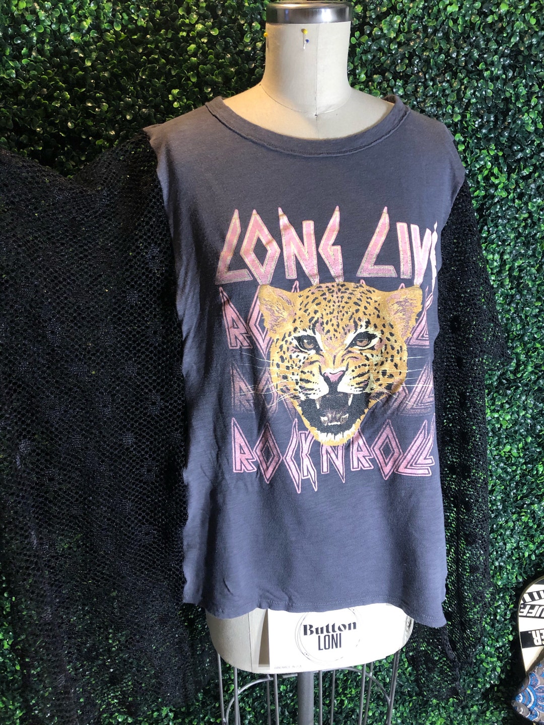 Upcycled Poncho Style Rock & Roll TShirt Witch