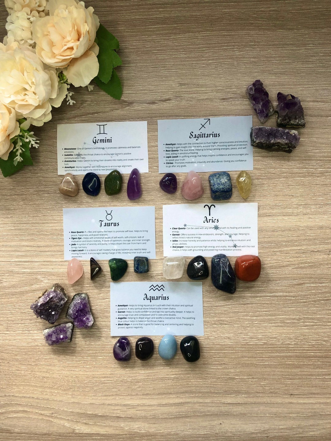 Zodiac Star Sign Crystal Gift Packs Bundle Horoscope Etsy