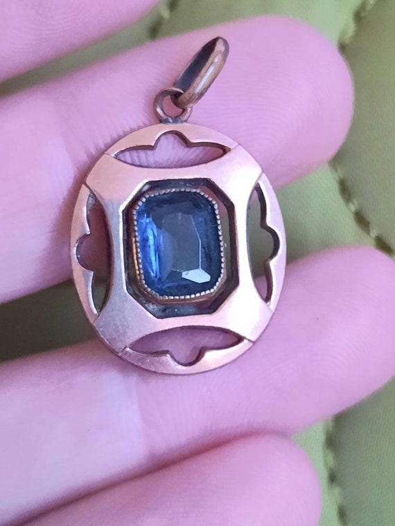 Pretty sapphire paste pendant. Art deco style rol… - image 1