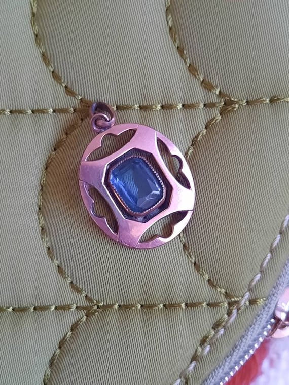 Pretty sapphire paste pendant. Art deco style rol… - image 4