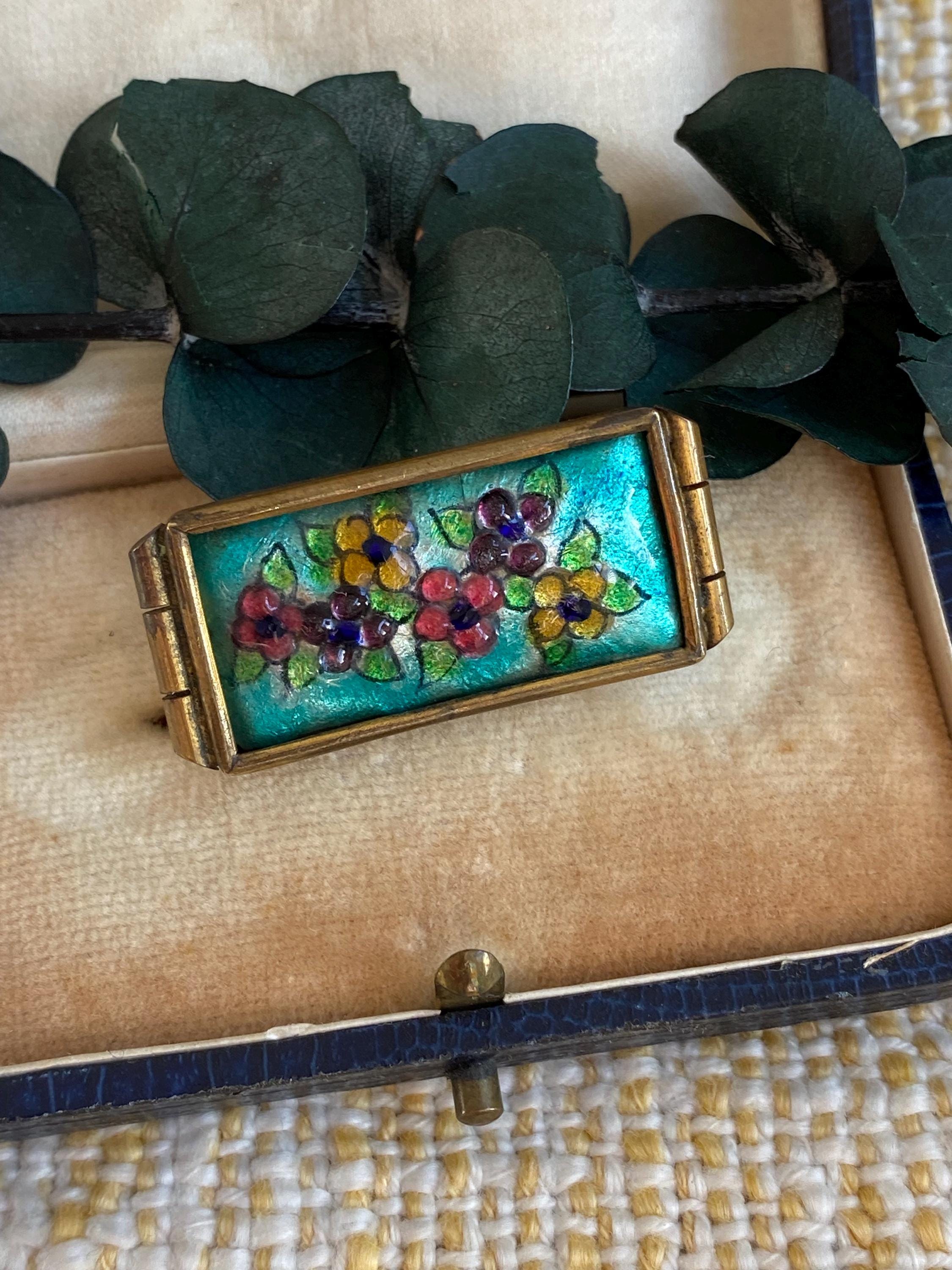 Broche Art Déco Ancienne - Porcelaine De Limoges Circa 1930 - Bijou Vintage France