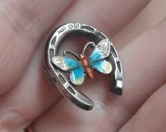 アンティークシルバーエナメル蝶ブローチ - Etsy 日本