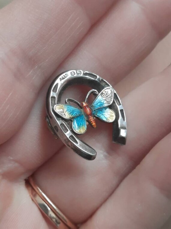 アンティークシルバーエナメル蝶ブローチ - Etsy 日本