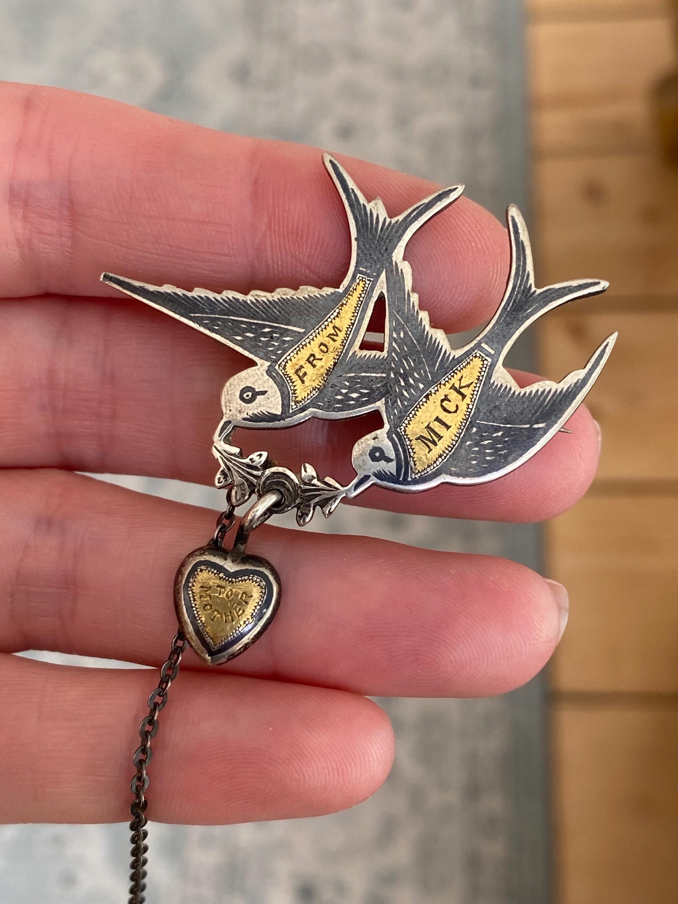 Antique Sweetheart Brooch. World War Swift/swallow Bird Brooch Pin ...