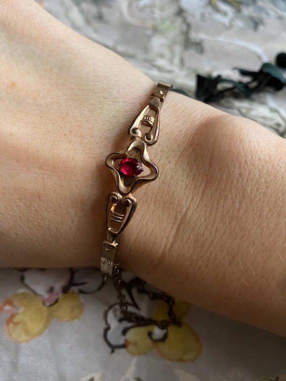 Antique Victorian ruby paste hinged bangle - image 4