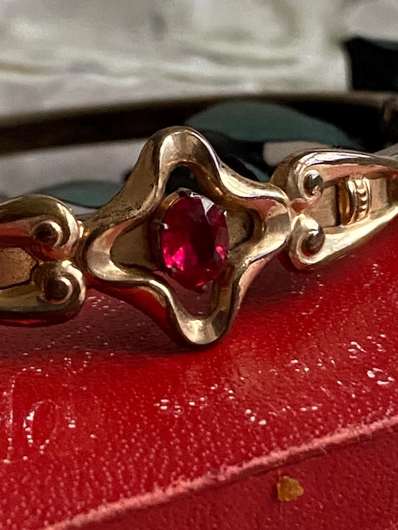 Antique Victorian ruby paste hinged bangle - image 2