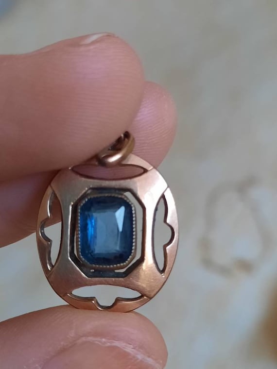 Pretty sapphire paste pendant. Art deco style rol… - image 2