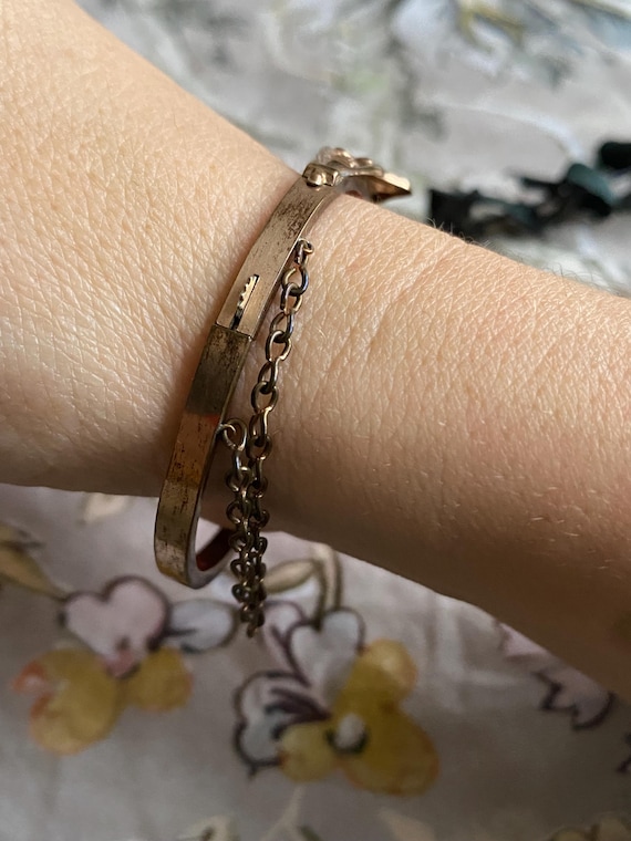 Antique Victorian ruby paste hinged bangle - image 5