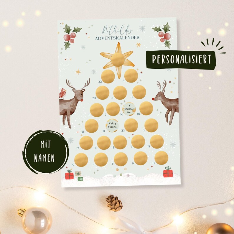 Personalized Advent Calendar With Name, Scratch Calendar, DIY Advent
