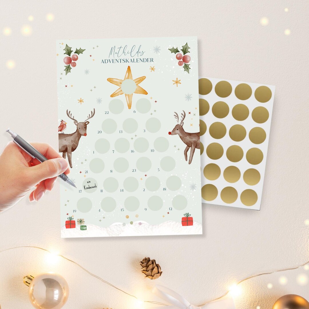 Personalized Advent Calendar With Name, Scratch Calendar, DIY Advent