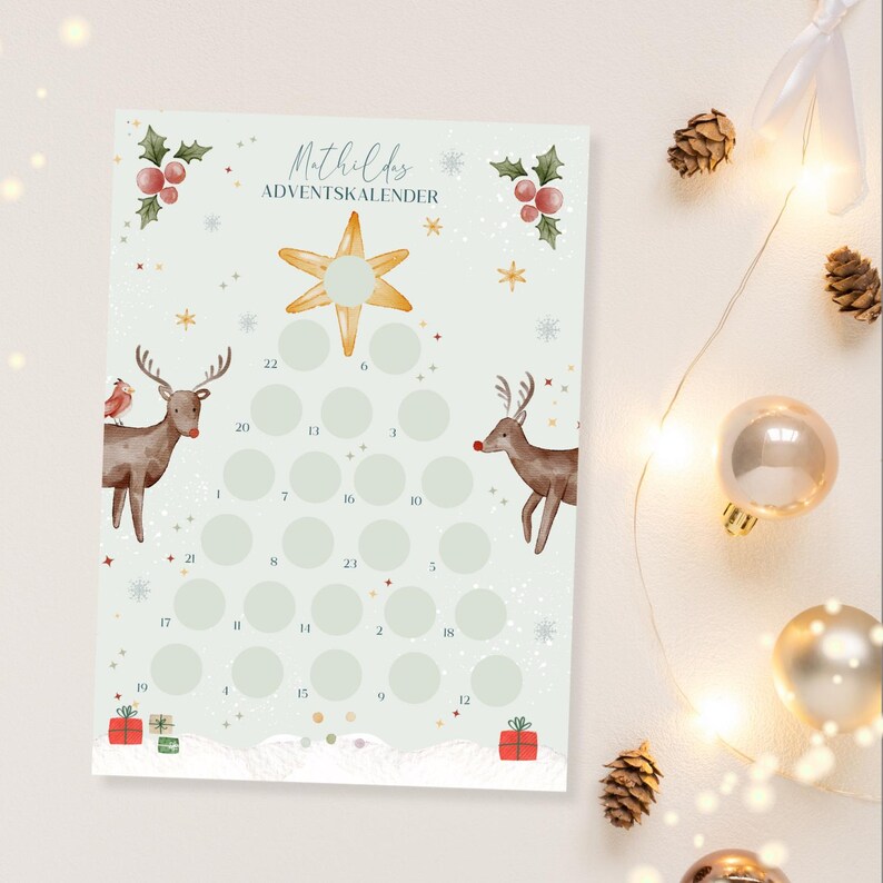 Personalized Advent Calendar With Name, Scratch Calendar, DIY Advent