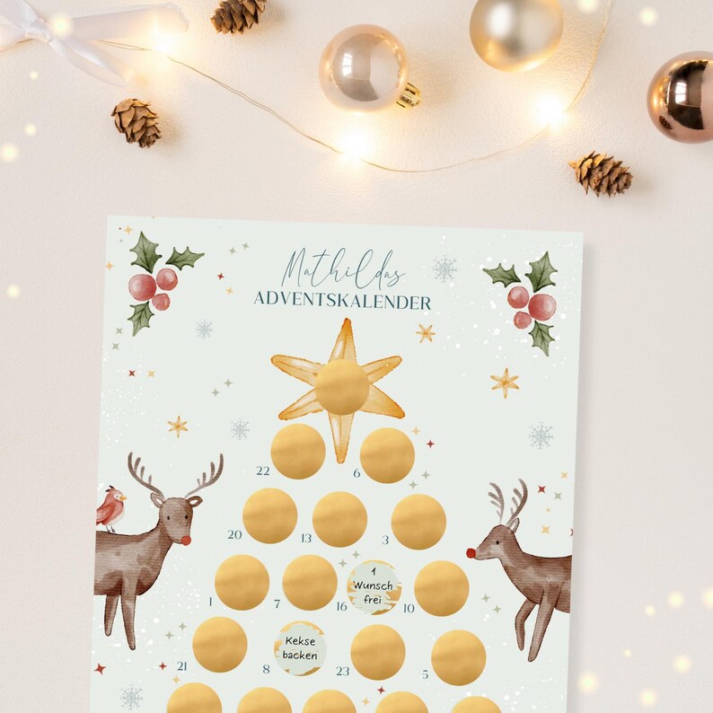 Personalized Advent Calendar With Name, Scratch Calendar, DIY Advent