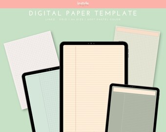 Pastel Color Lined & Grid Digital Paper | Goodnotes Template (PDF)