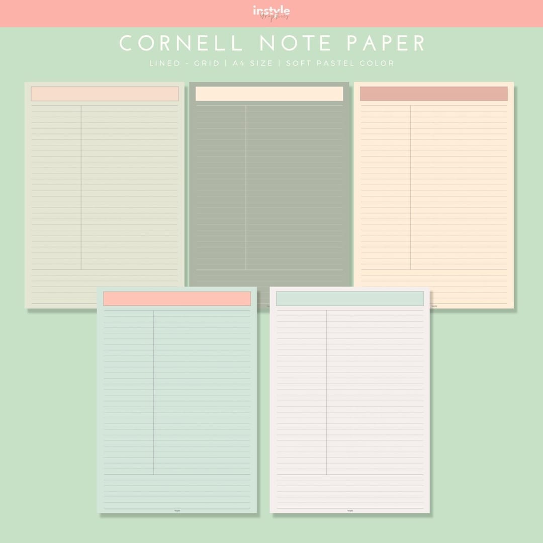 Connell Paper Cornell Note Paper Template | A4 Lined & Grid (PDF) - Etsy