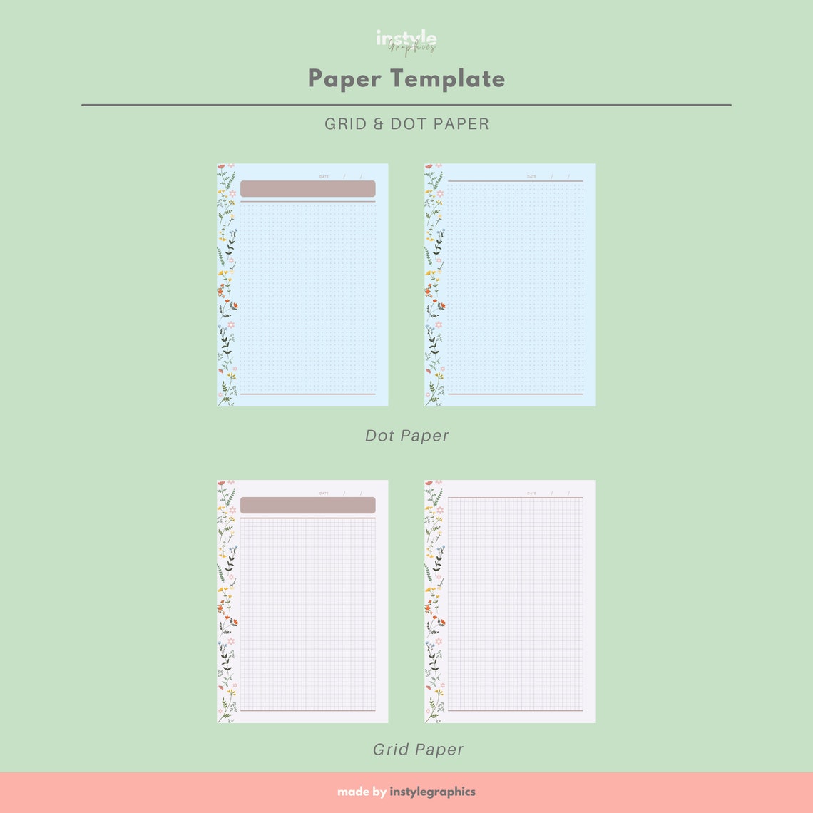 Digital Paper Template | Cornell, Lined, Grid, Dots (PDF) - Etsy