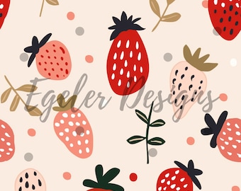 Dainty strawberry seamless pattern, digital pattern, seamless pattern, scrapbooking, fruit pattern, summer pattern, watercolor fruit clipart