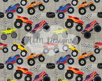 Monster truck seamless pattern, digital pattern paper, trucks, scrapbooking, truck pattern, boys, boy seamless pattern, digital download,