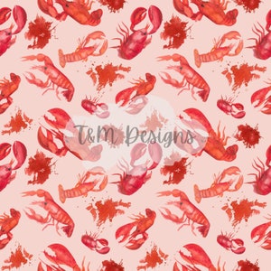 Lobster Watercolor Seamless Pattern: Ocean Crab Crawfish (Digital Pattern Paper)
