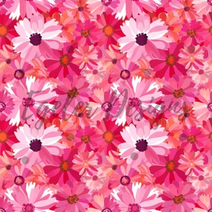 Preppy Pink Summer Watercolor Seamless Pattern,Preppy Floral seamless file, Bright Rainbow Floral seamless,Summer Watercolor floral seamless