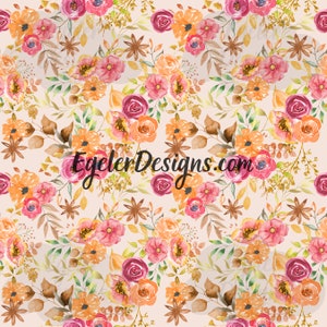 Seamless pattern, watercolor floral, pattern, seamless, fall floral pattern, watercolor flower pattern, digital download, scrapbooking, png