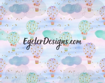 Seamless pattern, watercolor pattern, hot air balloon clipart, clipart, digital download, seamless, pattern, pattern papers, girly pattern