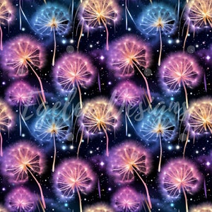 Dandelion Watercolor Seamless Pattern Clipart Bundle, Blowball flower Digital Paper Free Commercial, Purple floral, tumbler wrap design