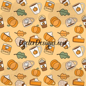 Seamless pattern, pumpkin spice latte pattern, psl clipart, fall pattern, seamless, pattern, digital download, pumpkin spice seamless, psl