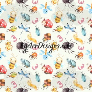 Seamless pattern, bug pattern, watercolor pattern, seamless, pattern, clipart, bug clipart, digital download, png, scrapbooking, boy pattern
