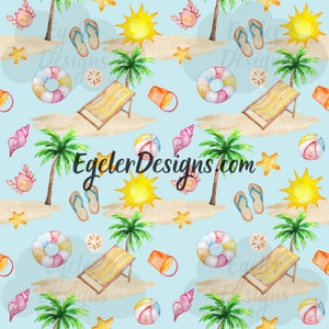 Seamless pattern, beach pattern, seamless, pattern, digital download, png, scrapbooking, beach clipart, summer pattern, ocean pattern