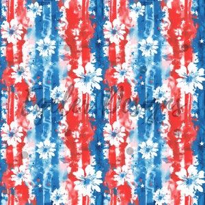 Fourth of July Fabric Pattern, Seamless Pattern, Floral Seamless Pattern, Floral Patriotic Digital Download, PNG, Independence Floral