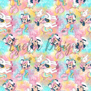 Mouse Friends Unicorn Pattern, Clubhouse Pattern, Magic Kingdom Seamless, Unicorn Seamless, Digital Download, PNG, Minnie Seamless, Minnie