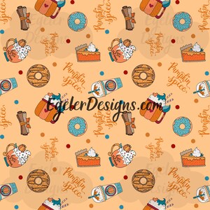 Seamless pattern, pumpkin spice latte pattern, psl clipart, fall pattern, seamless, pattern, digital download, pumpkin spice seamless, psl