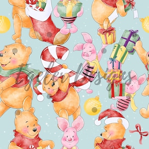 Magic Kingdom seamless, pooh clipart, pooh seamless, pattern, digital download, seamless pattern, kingdom seamless, bear clipart