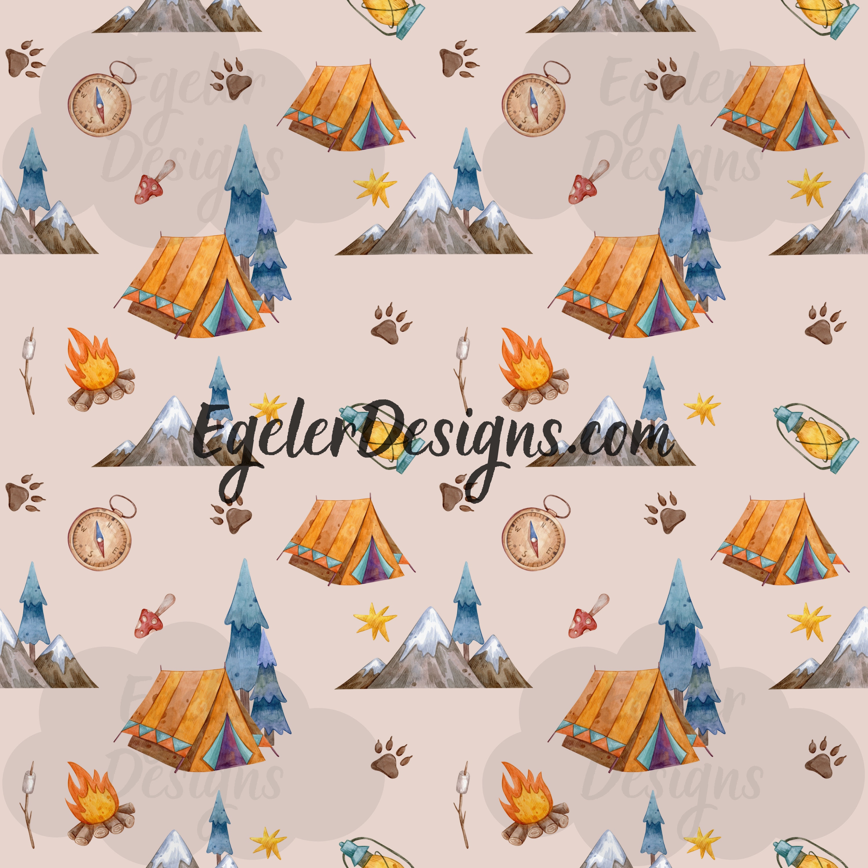 Seamless pattern camping pattern seamless pattern digital Etsy