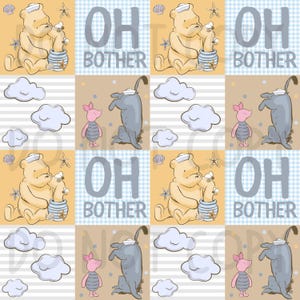 Winnie the Pooh sin costuras, patrón sin costuras, papel digital, digital, papel, sin costuras, fondo, diseño, cerdito, clipart, imprimible, patrón, tigger