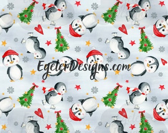 Seamless pattern, penguin pattern, digital download, watercolor penguin pattern, seamless animals, animal pattern, pattern, penguin clipart