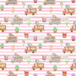 Seamless pattern, ice cream truck pattern, watercolor seamless pattern, seamless, watercolor, digital download, scrapbooking, ice cream png
