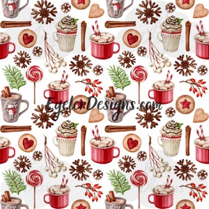 Padrão sem emenda, padrão de cacau quente, clipart de cacau, padrão de natal, sem costura, padrão, download digital, scrapbooking, png, natal