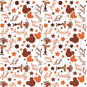 Modèle sans couture d'anxiété, à l'intérieur de O numérique, numérique sans couture, motif répétitif, impression pour tissu, PNG, téléchargement numérique, Magic Kingdom sans couture