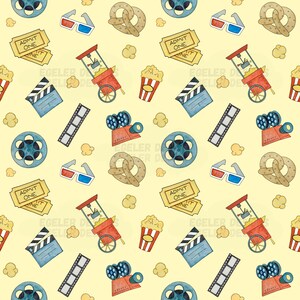 Nahtloses Muster, Film Nacht Muster, Scrapbooking, Kino Clipart, Film Nacht Clipart, Aquarell Muster, Muster, nahtlos, Aquarell