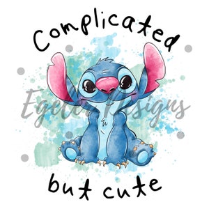 Stitch png,Complicated but cute, sublimation,, blue alien clipart, clipart, digital download, watercolor sublimation, scrapbooking, png