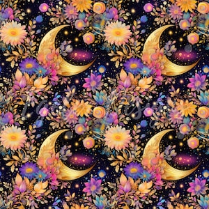 Nahtloses Mondmuster, nahtloses Blumenmondmuster, Galaxie, nahtlose Galaxie, nahtloses Muster, sofortiger Download, Mondstoffdruck