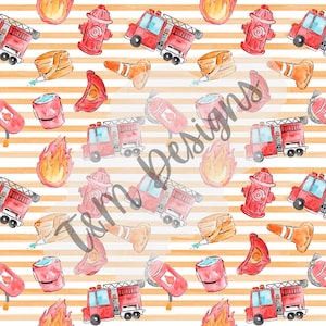 Firefighter seamless pattern, fire pattern, seamless pattern, firemen pattern, digital download, firefighters png, instant download