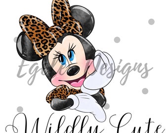 ミニーちゃん ヒョウ柄 イラスト ミニーかわいいヒョウ柄クリップ