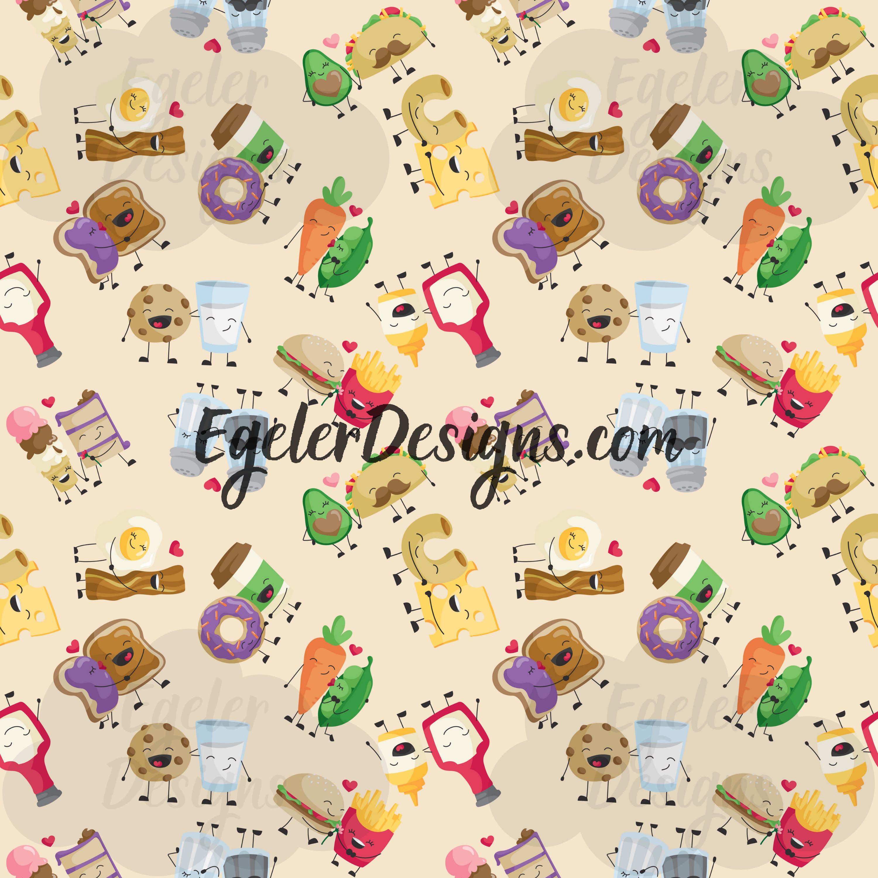Seamless pattern food pair pattern seamless background | Etsy