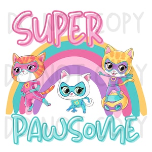 スーパー子猫 PNG、昇華デカール、デジタルダウンロード、スーパーキャットタンブラーラップ、デジタル PNG、キャラクターデカール、シームレス、クリップアート